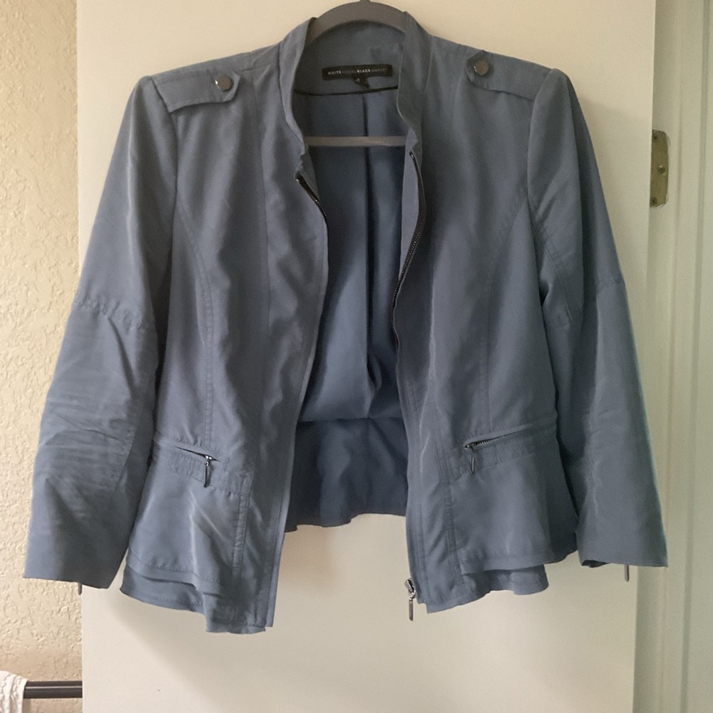 WHITE HOUSE BLACK MARKET China Blue Moto Jacket Size 8